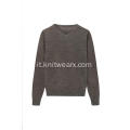 Pullover da uomo con scollo a V in ramie/cotone lavorato a maglia